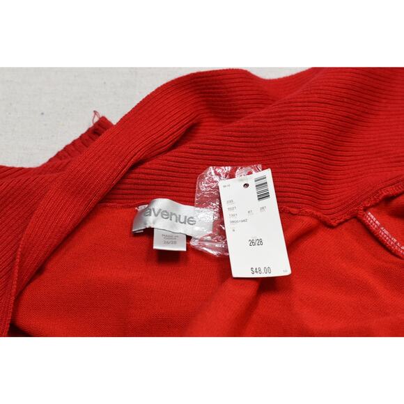 NEW Avenue Women's Plus Size 26/28 Red Long Sleeve Draped Cardigan New W/ Tags - Picture 7 of 8
